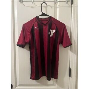 Score Youth Boys Striped Shirt Activewear YMCA Size L Black & Burgundy